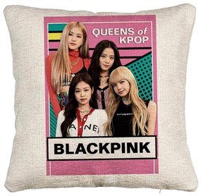 Perna Decorativa Canapea, Model Blackpink K-POP, 40x40 cm, Cu fermoar