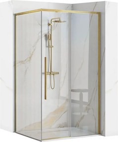 Cabina de dus patrata cu usa glisanta auriu periat Rea Solar 90x90 cm