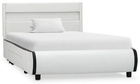 284967 vidaXL Cadru de pat cu LED-uri, alb, 100 x 200 cm, piele ecologică