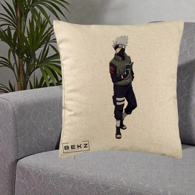 Perna Personalizata Naruto Kakashi Hatake Portret Complet, 40x40 cm, Bej, Husa Detasabila, Perna Inclusa, BEKZ®