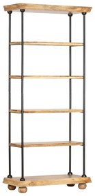 286269 vidaXL Bibliotecă cu 5 rafturi 80x35x180 cm, lemn masiv mango și oțel