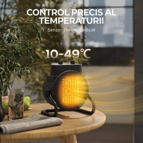 HOMCOM Încălzitor electric reglabil cu 3 moduri, 21.5x15.8x22 cm, Negru | Aosom Romania