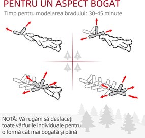 HOMCOM Brad de Crăciun Artificial cu Fulgi de Zăpadă din Cristal și 850 Ramuri Ignifuge, Ø110x180 cm, Verde | Aosom Romania