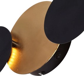 Lampă de perete modernă neagră cu auriu, incl. LED cu 3 trepte de intensitate, 3 lumini - Sunrise 3