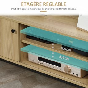 HOMCOM Stand TV max. 50 inch 3 compartimente 2 pasaje pentru cabluri cu ușă culisantă - dim. 120L x 39,5l x 46H cm | Aosom Romania