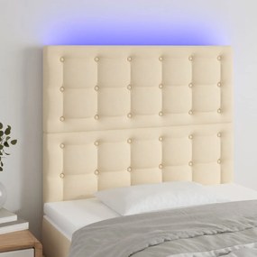 3122845 vidaXL Tăblie de pat cu LED, crem, 90x5x118/128 cm, textil