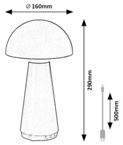 Rabalux 76007 - Lampă LED tactilă încărcabilă ISHTAR 3W/5V 2000mAh IP44 dimabilă