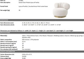 Fotoliu pivotant design elegant LUX Phedra, Lyssa off-white