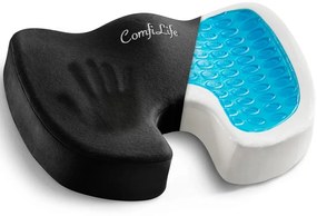 ORTO COCCIS GEL CATIFEA Pernă ortopedică pentru șezut, din spumă cu memorie și strat gel cu efect răcoritor, Negru