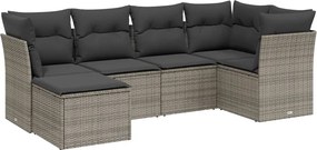 vidaXL Set mobilier grădină cu perne, 6 piese, gri, poliratan