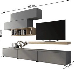 Ansamblu living, gri/stejar san remo, KORFU