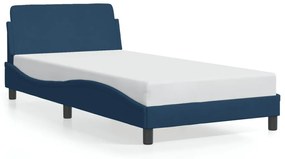 373131 vidaXL Cadru de pat cu tăblie, albastru, 100x200 cm, textil