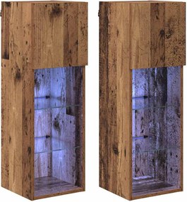 vidaXL Șifonieri pentru TV montate pe perete 2 pcs Lemn vechi