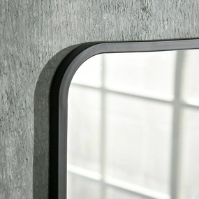 HOMCOM Oglinda de perete patrata moderna cu raft de depozitare, oglinzi 70 x 50 cm pentru sufragerie, dormitor, negru | Aosom Romania