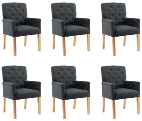 vidaXL Scaune de bucătărie cu brațe, 6 buc., gri, material textil