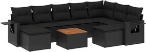 vidaXL Set canapele de grădină cu perne, 10 piese, negru, poliratan
