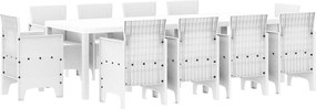 vidaXL Set de masă pentru grădină 11 pcs Alb Polipropilenă