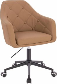 HR831K Scaun Caramel Piele Ecologica Premium Soft cu Bază Neagră