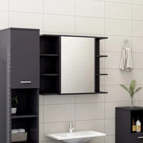 802614 vidaXL Dulap de baie cu oglindă, gri extralucios, 80x20,5x64 cm, PAL