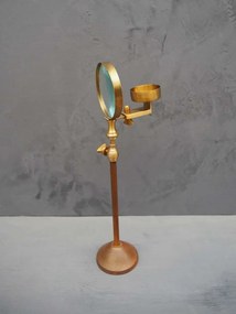 Suport de lumanare, cu lupa, din lemn, H32cm, Magnifier