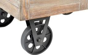 Scaun vintage de hol pentru încălțat, lemn cu finisaj antichizat și tapițerie stofă bej, 61×51×77 cm, „Wheel”