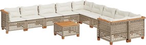 vidaXL Set canapele de grădină cu perne, 11 piese, bej, poliratan