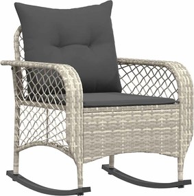 vidaXL Scaun balansoar de grădină cu perne, gri deschis, poliratan