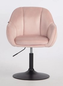 HR12055N Scaun Roz Pudra din Catifea cu Bază Neagră