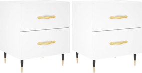 vidaXL Noptiere, 2 buc., alb, 40x35x47,5 cm, lemn compozit