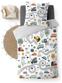 Lenjerie de pat pentru copii albă din bumbac pentru pat de o persoană 140x200 cm Pti Bolide – douceur d'intérieur