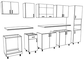 Set haaus V30, Gri Lucios/Alb, MDF, Blat Thermo 28 mm, L 320 cm