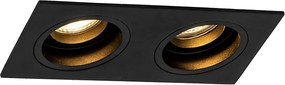 Spot încastrat inteligent negru, dreptunghiular, reglabil, incl. 2 WiFi GU10 - Chuck