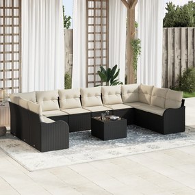 Set de canapea pentru grădină 10 piese cu perne Brown Rattan Polimeric