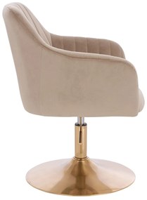 HR190N Scaun Latte Pudra din Catifea cu Bază Aurie