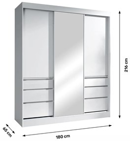 Dulap cu usi glisante, alb, 180, ROMUALDA