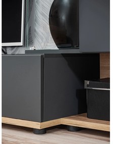 Mobilier living Siluett (antracit + stejar wotan) (cu iluminat LED). 1097583