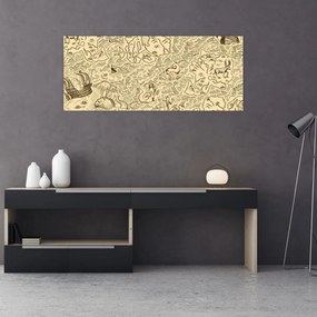 Tablou - Harta de epocă, ilustrații (120x50 cm)
