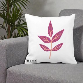Perna Decorativa Ramura Botanica Mov, 40x40 cm, Alba Mata, Husa Detasabila, Perna Inclusa, BEKZ®