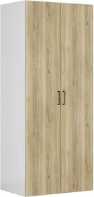 Dulap FLEX, alb/stejar PAL, cu 2 usi, 100x66x240 cm