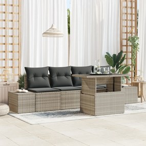 vidaXL Set de canapele pentru grădină cu pernă 5 pcs Gri deschis