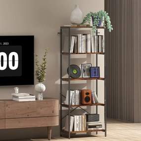 HOMCOM Raft, 5 polițe, metal, suprafață melaminată, maro | Aosom Romania