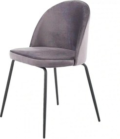 Scaun K314 gri inchis/negru, stofa catifelata/metal, 49x50x80 cm