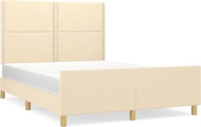 vidaXL Cadru de pat fără saltea, crem, 140x200 cm, textil