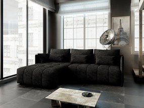 Colțar extensibil dumonde cu ladă de depozitare si sezut confortabil din spuma high-density, Malta Enjoy Black 235x185 cm