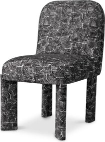 Scaun dining tapitat LUX Magnus, Solent alb cu negru