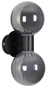 Aplica baie Protectie IP44 metal negru, sticla fumurie Luminsphere 2Lt