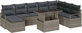 vidaXL Set de canapele pentru grădină 9 pcs Gri Rattan poli