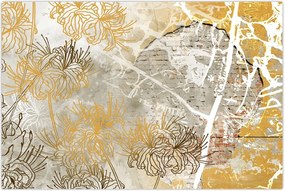 Tablou - Vintage perete cu flori (90x60 cm)