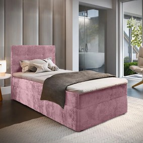 Pat tapițat boxspring GLORIEN VELVET 80x200 cm roz Saltea: Saltea cu arcuri Bonell