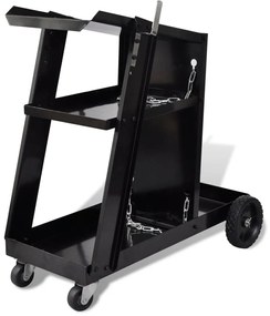 Cărucior de sudură, căruț negru cu 3 rafturi, organizator atelier